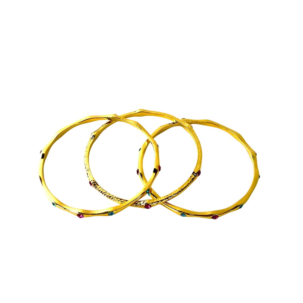 Joan Rivers Rhinestone Bangle Bracelet Set 3 Piece Multi Color Stackable Jewelry - Picture 2 of 11